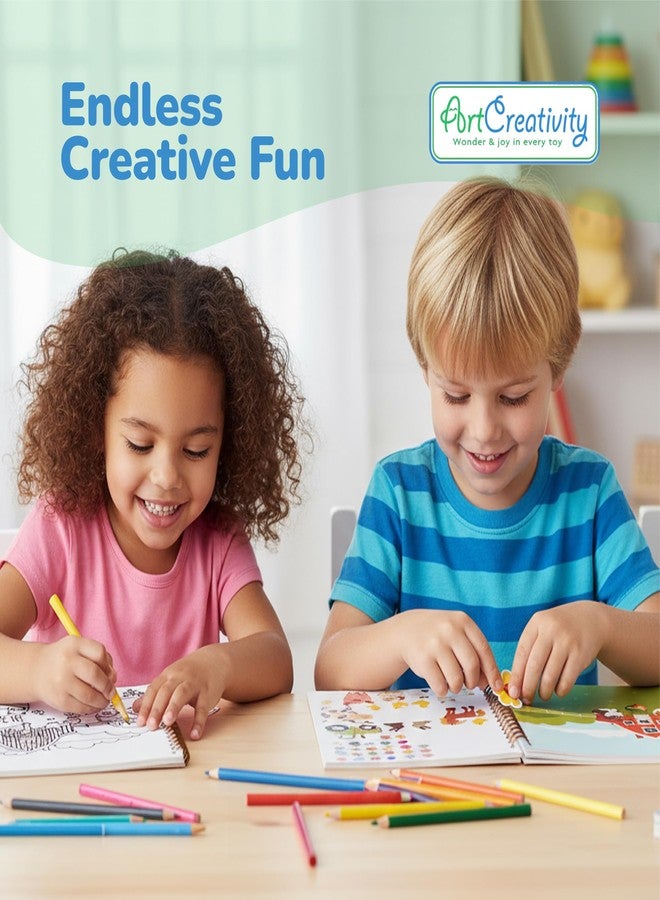 آرت كريتيفيتي كتاب أنشطة ملصقات ArtCreativity للأطفال والكبار - أكثر من 600 ملصق إبداعي، 12 مشهدًا فريدًا وصفحات تلوين - أساسيات السفر للأطفال الصغار - هدية حرفية ممتعة للأولاد والبنات - Image 4